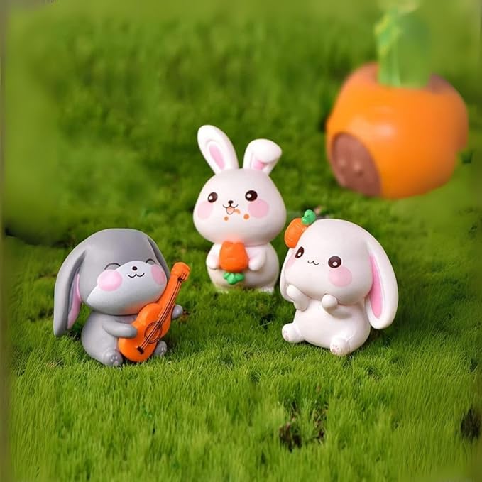 Rabbit Miniature Figurines -Set of 4