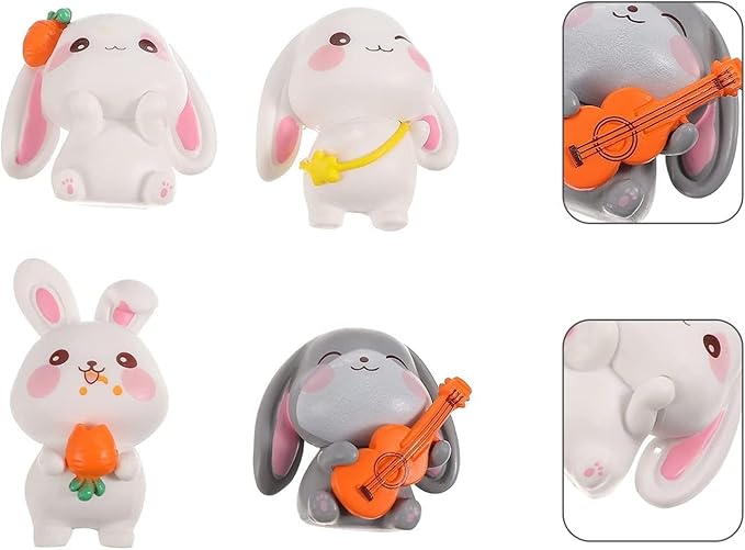 Rabbit Miniature Figurines -Set of 4