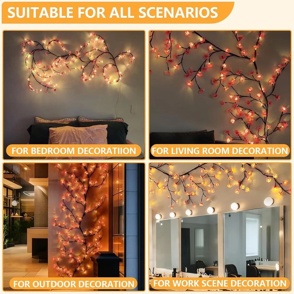 Cherry Blossom Flower Tree Branch LED Light for Home Decor
