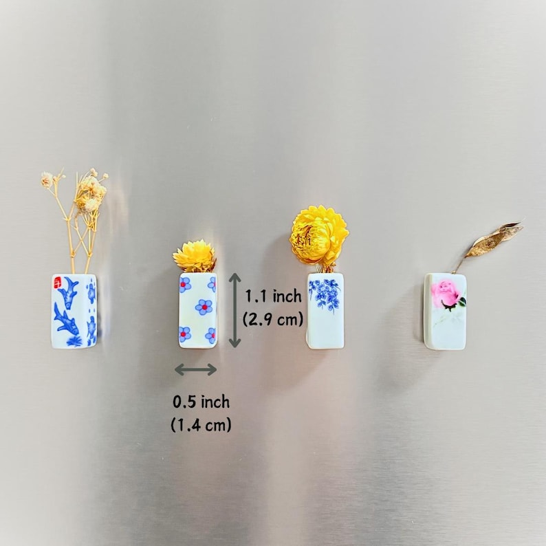 Mini Ceramic Vase Fridge Magnets – Japanese Aesthetic Decor (pack of 4)